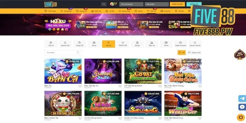 Vô vàn game quay hũ hay tại Five88